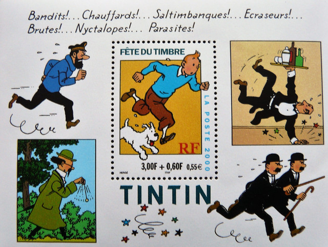 TINTIN RARE TIMBRE FTE DU TIMBRE LA POSTE 2000 RARE PLANCHE DE TIMBRE