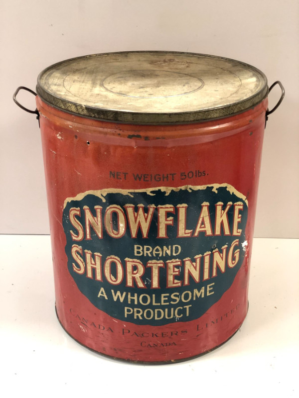 Early 1900 Snowflake Brand Shortening tin Canada Packers Limited