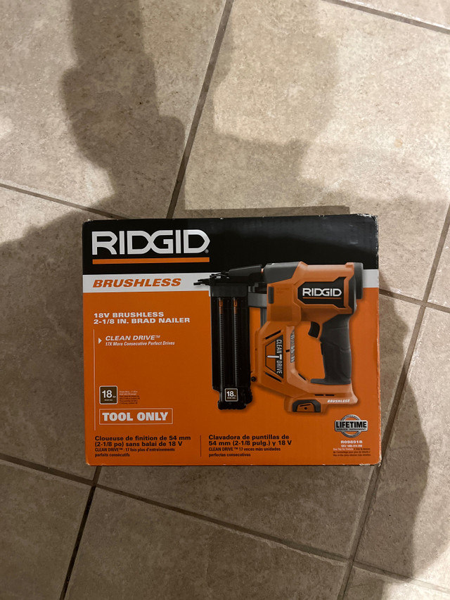 Ridgid 18 V Brushless Brad Nailer for sale - I have a new in the box 18 ...