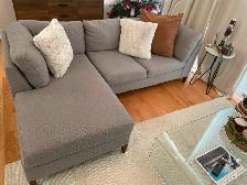 EQ3 Salema 2-piece sectional with chaise in key largo smoke