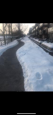 Winter work sidewalk route job
