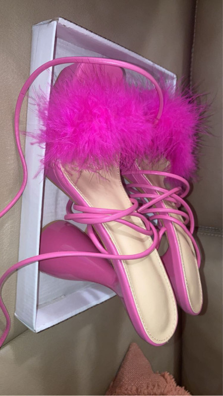 NEW Pink fuzzy heels, Mississauga / Peel Region - Pink lace up with ...