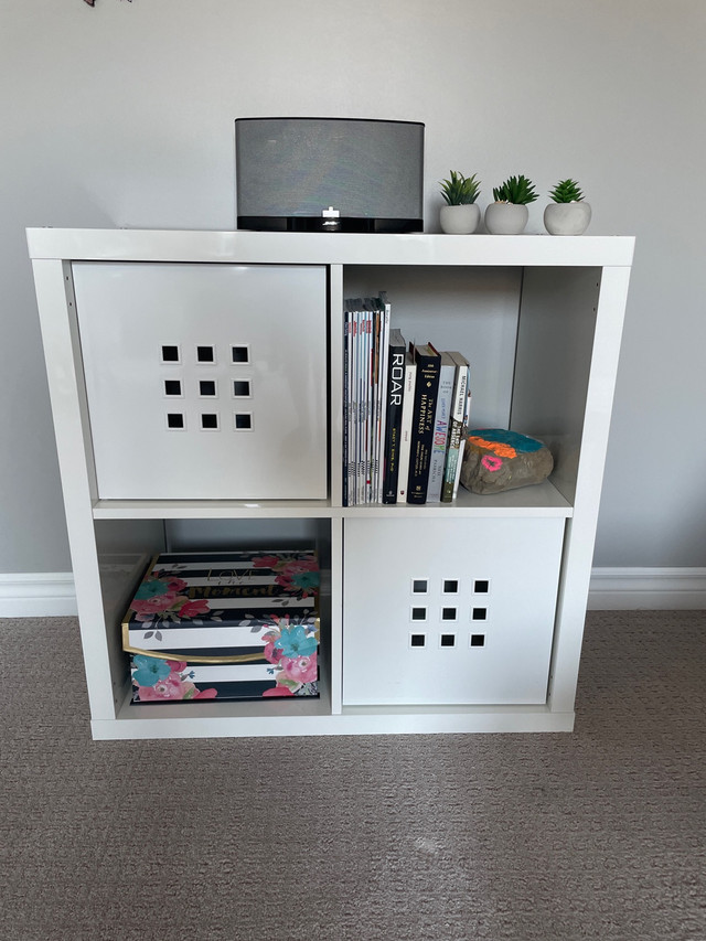 IKEA KALLAX Shelving Unit Shelf unit high gloss white with two 2