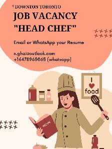 Hiring Head Chef for Cafe Kitchen in Downtown Toronto