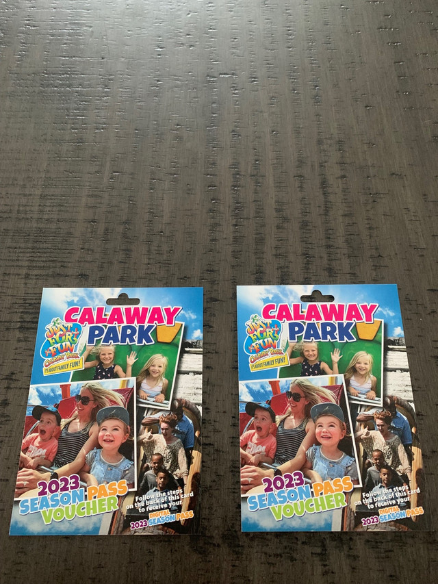 Calaway Park 2023 Season Passes 120 for 2 or 60 each firm Cash only Buy and Sell Other