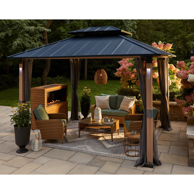 Hampton Bay 10 Ft X 12 Ft Gazebo With Netting Led Lights Oakville