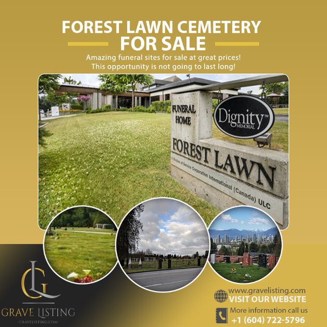 GRAVE PLOTS FOR SALE AT FOREST LAWN CEMETERY, Vancouver FULL LIST
