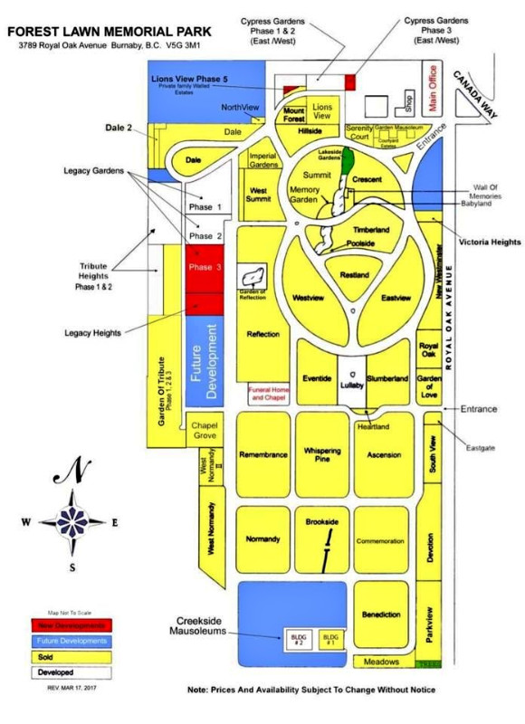 GRAVE PLOTS FOR SALE AT FOREST LAWN CEMETERY, Vancouver FULL LIST