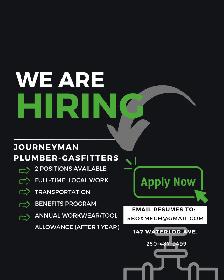 2 Positions Available for Journeyman Plumbers