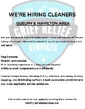 Hiring: Part-Time cleaners for Guelph and Hamilton locations
