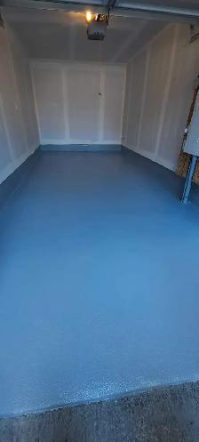 Garage floor epoxy coating and concrete repair