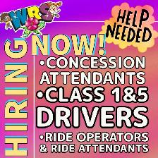 WRS Carnival-HIRING NOW! Drivers Class 1&5, Concession Attendant