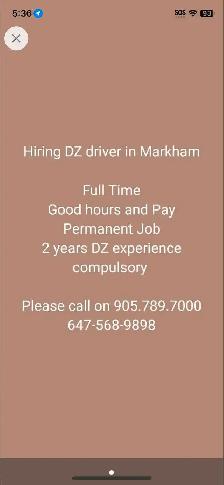 Hiring DZ driver in Markham