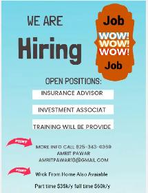 now hiring for Insurance Advisor ($4500 to $7000)