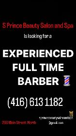 EXPERIENCED FULL TIME BARBER WANTED!