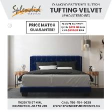 Modern Design, Velvet Upholstered Queen Beds Starts at $349.00