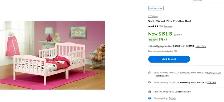 Solid Wood Pink Toddler Bed, With Mattress no cover included