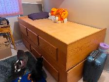 Solid oak bed captains bed