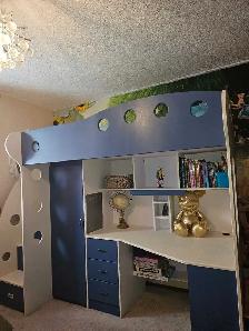 bunk bed with desk .