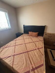 Modern Black Queen Storage Bed with Headboard & Nightstand