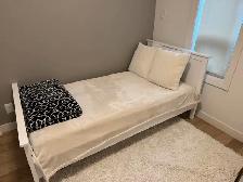 Twin size bed frame and mattress