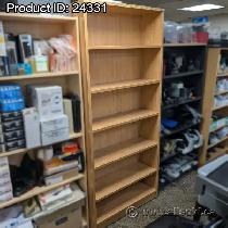 Tall Sugar Maple Wood Bookshelf Bookcase w/ Adjustable Shelves