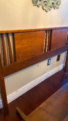 Mcm walnut double wood bed frame