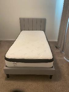 Twin Extra long hybrid mattress with bed frame