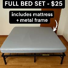 Full Size Bed – Metal Frame   Mattress