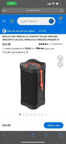 skullcandy terrain Xl compact tough wireless Bluetooth speaker