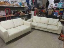Leather/Leather Style Couch 84'' W , Love Seat 60'' W