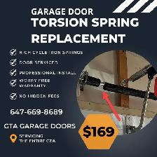 Broken GARAGE DOOR TORSION SPRING Replacement $169