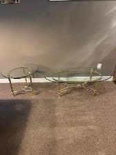 Glass coffee table and 2 side tables
