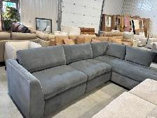 Fabric Sectional with Power Footrests - display