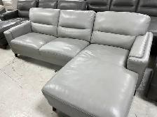 Top grain leather sectional dark or light grey