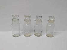 Set of 4 Vintage Apothecary Clear Glass Bottles Spice Jars