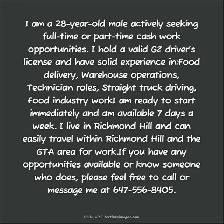 Hardworking Individual Seeking Cash Work – Available 24x7