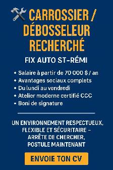 ️ Carrossier / Débosseleur recherché – Fix Auto St-Rémi ️