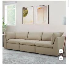 Beige fabric sofa power footrests and storage