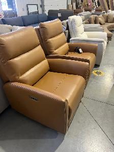 Brand new top grain leather arm chairs power reclining