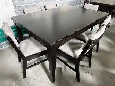 Esspresso dining table with 6 chairs