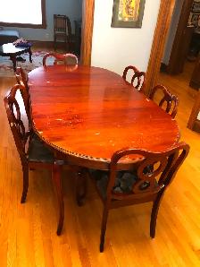 Vintage Queen Anne Style Mahogany Dining Table 6 Chairs 275 OBO