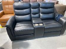 Blakc leather power reclining loveseat