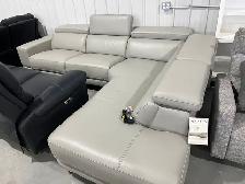 Brand new top grain leather power sectional