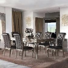 7-Piece Dining Set with Tufted Backrest Chairs Amazing Offer