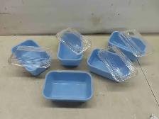 5 Pyrex Delphite Blue Refrigerator Dishes w/ Clear LiD