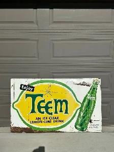Vintage Teem Soda Sign Advertising Old Sign