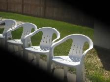 plastic lawn chairs in good condition.  $5 each or all four for