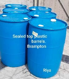 55gal Closed top plastic barrels/Dock/Rain