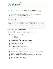 Offre d'emploi : Concierge Résident(e)